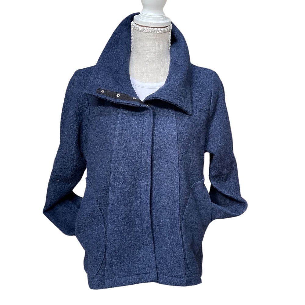 Vitamin 100% Wool‎ Navy Blue Jacket Size: S